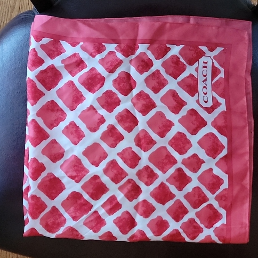 Coach Vintage Pink and White Geometric Scarf